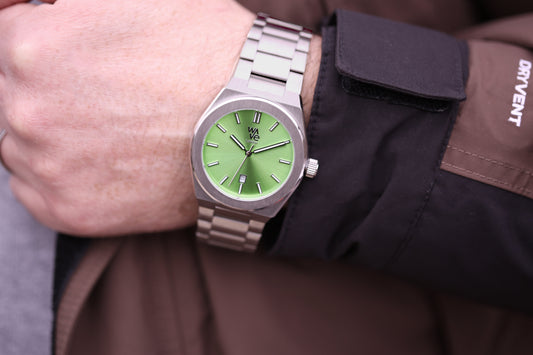 Wave Engraved Watch in Lime - Modern Font Engraving