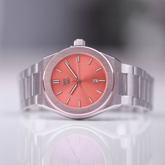 Wave Handwriting Engraved Watch in Peach Breeze