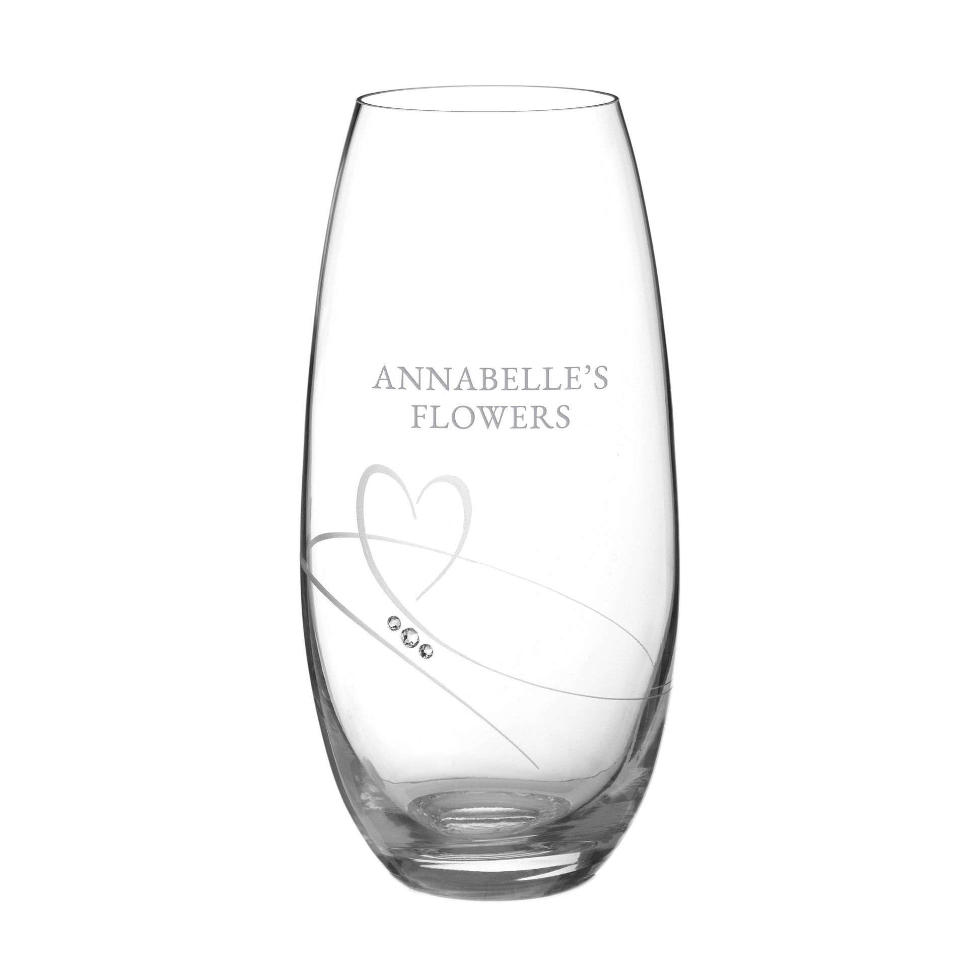 Amora Heart Barrel Vase | Personalized Swarovski Crystal Glass  Glass Vase Deeply Engraved