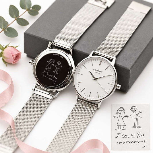 Personalized Ladies Minimalist Silver Mesh Watch – Handwriting Engraved  Ladies' Watches 