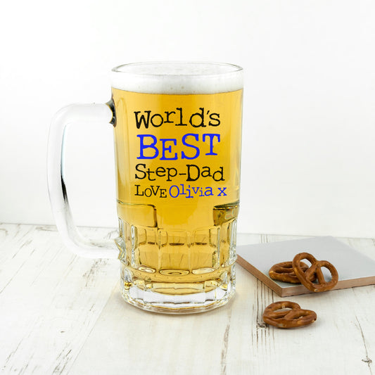 Arlo Stepdad Typographic Beer Stein | Personalized  Beer Mugs Deeply Engraved