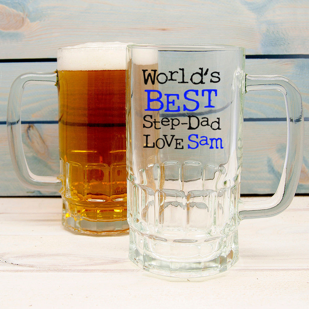 Arlo Stepdad Typographic Beer Stein | Personalized  Beer Mugs Deeply Engraved