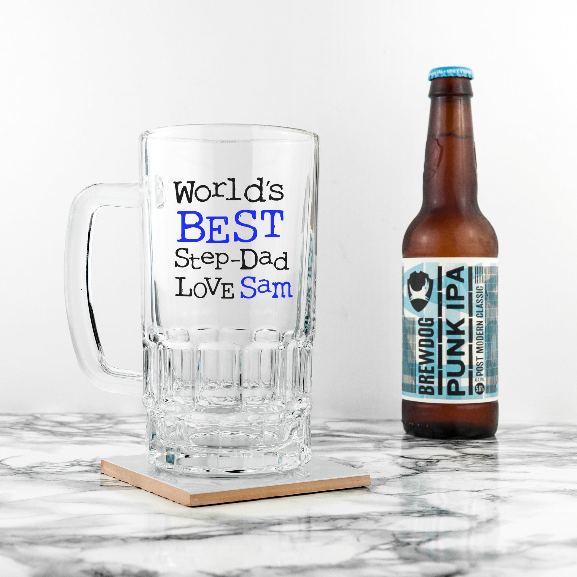Arlo Stepdad Typographic Beer Stein | Personalized  Beer Mugs Deeply Engraved