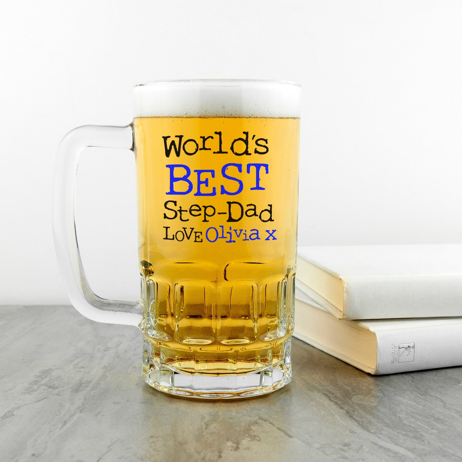 Arlo Stepdad Typographic Beer Stein | Personalized  Beer Mugs Deeply Engraved