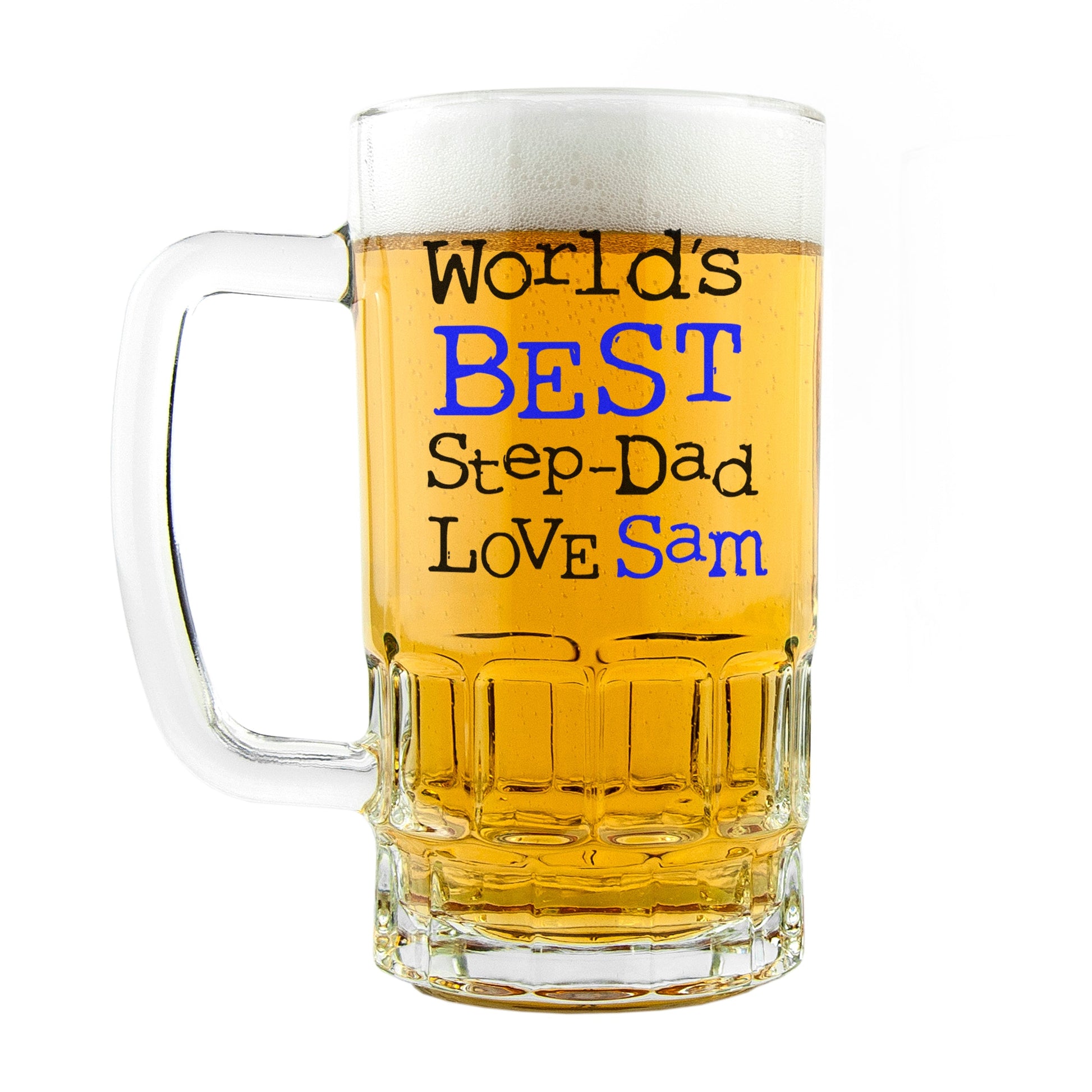 Arlo Stepdad Typographic Beer Stein | Personalized  Beer Mugs Deeply Engraved