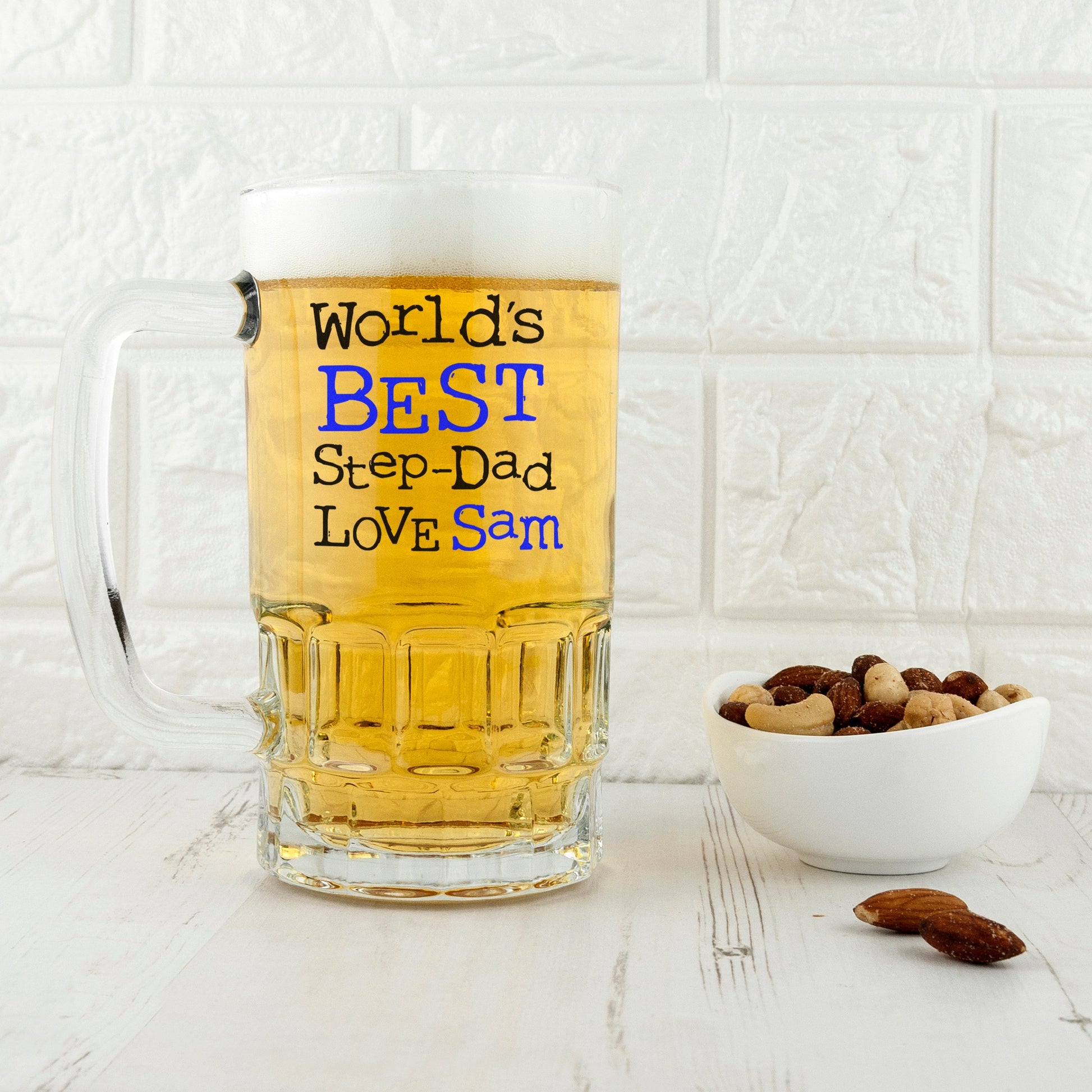 Arlo Stepdad Typographic Beer Stein | Personalized  Beer Mugs Deeply Engraved