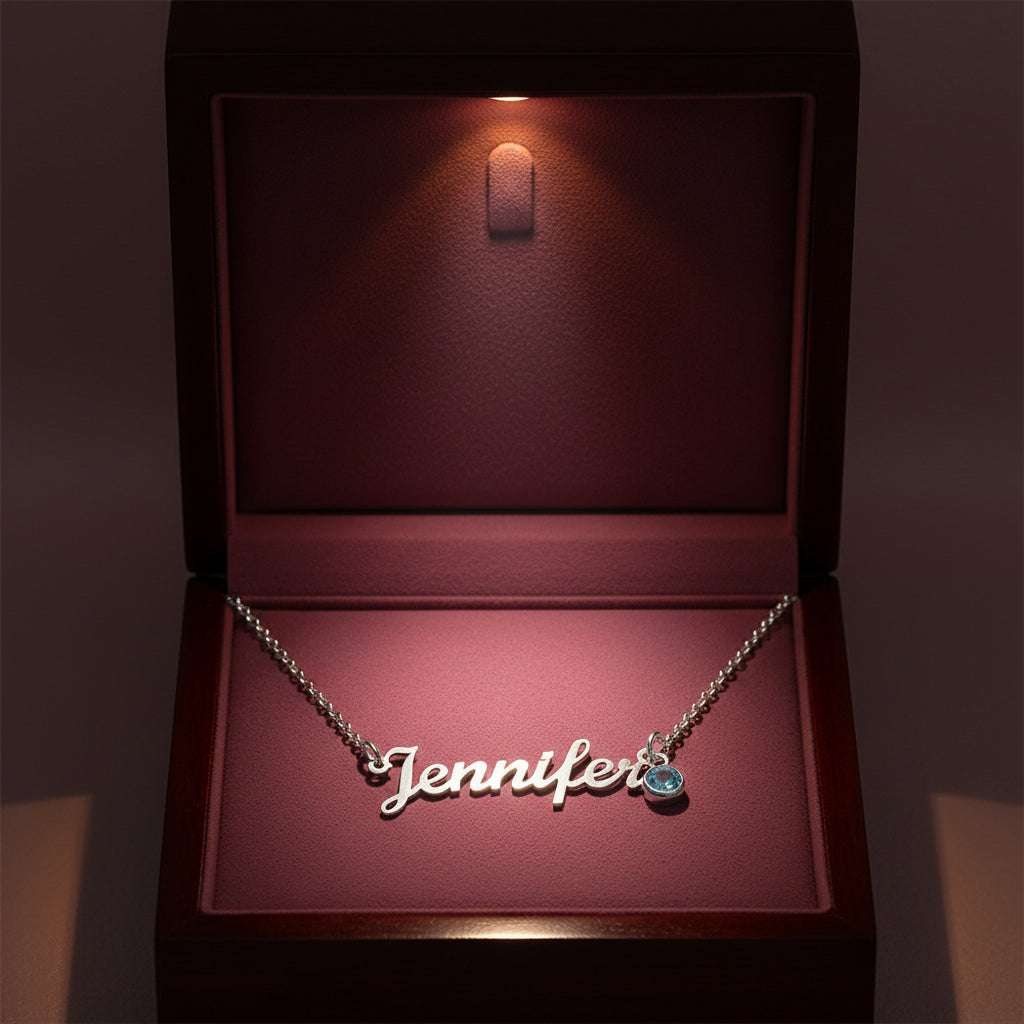 Custom Name Necklace with Birthstone