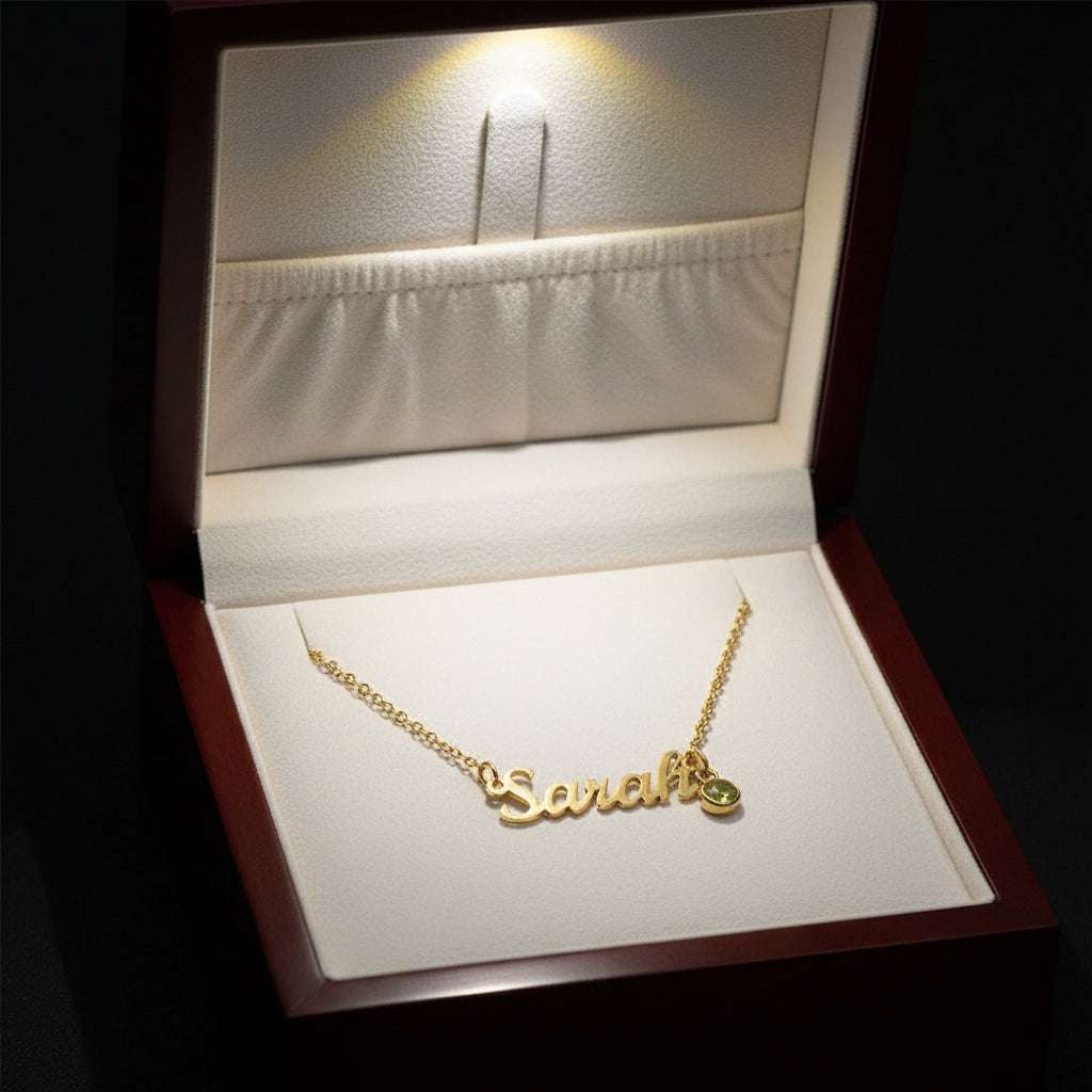 Custom Name Necklace with Birthstone