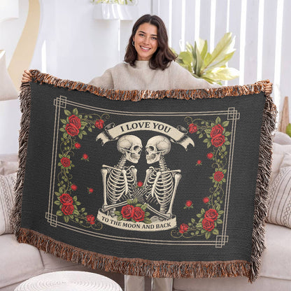 Skeleton Love Woven Blanket – 100% Cotton