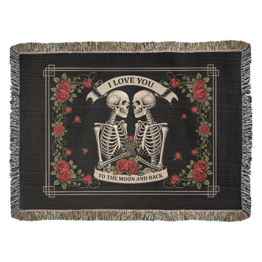 Skeleton Love Woven Blanket – 100% Cotton