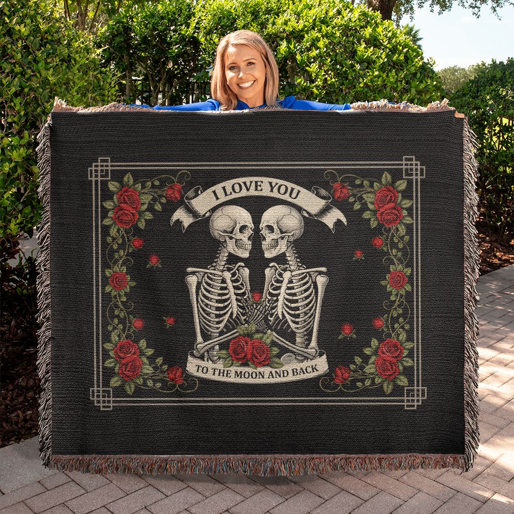 Skeleton Love Woven Blanket – 100% Cotton