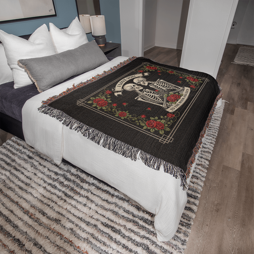 Skeleton Love Woven Blanket – 100% Cotton
