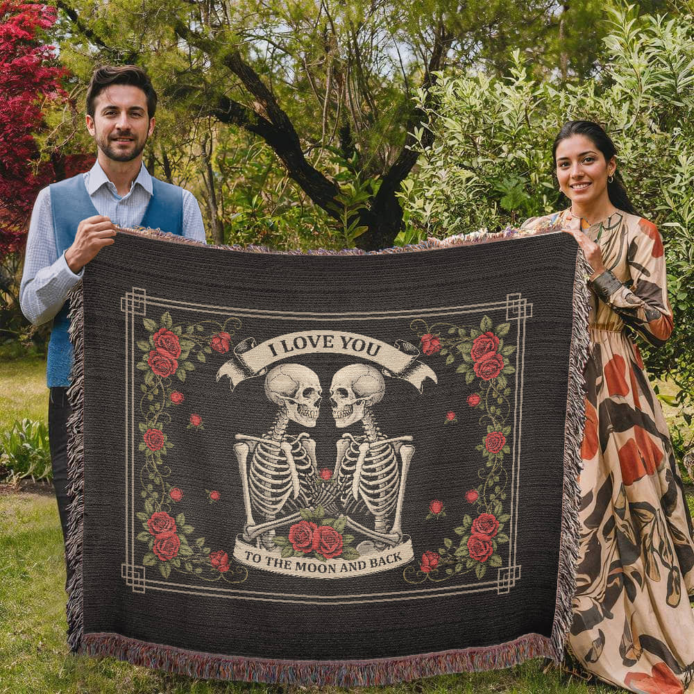 Skeleton Love Woven Blanket – 100% Cotton