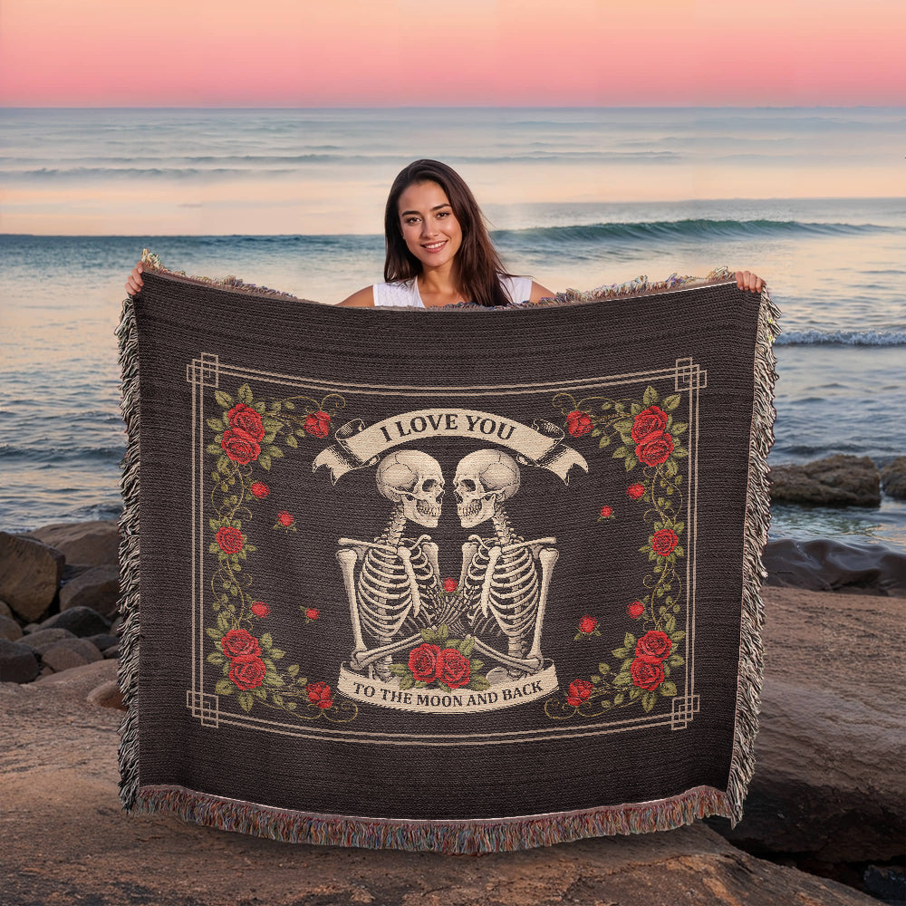 Skeleton Love Woven Blanket – 100% Cotton