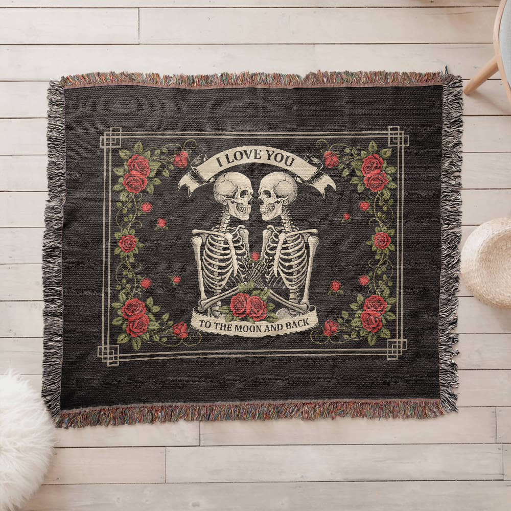 Skeleton Love Woven Blanket – 100% Cotton