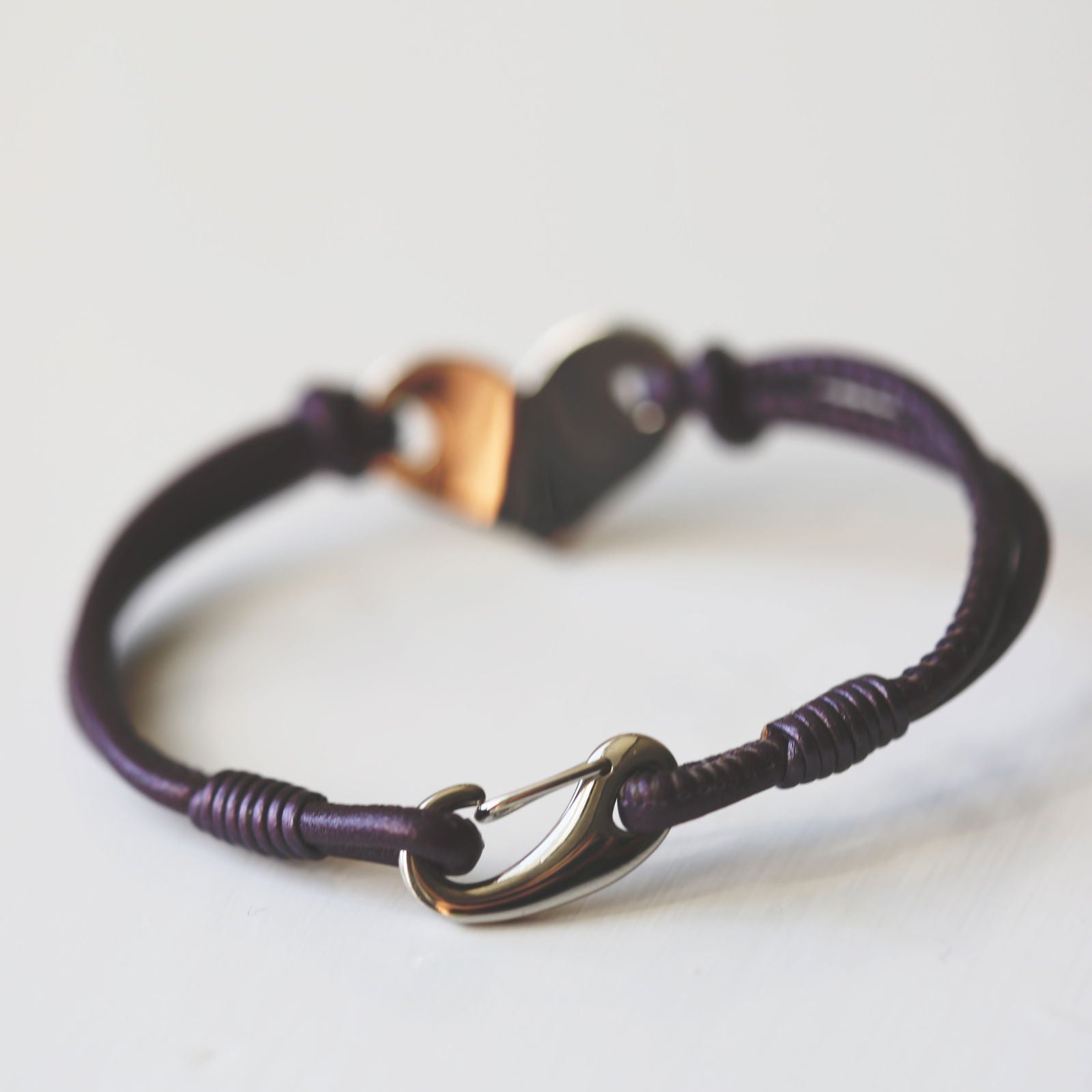 Aureline — Handwritten Hearts Leather Bracelet  Bracelets Deeply Engraved