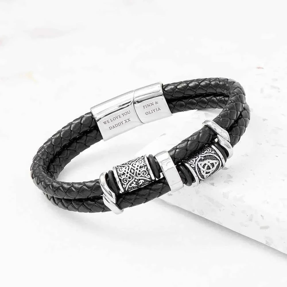 Braidir – Personalized Celtic Knot Leather Bracelet  Men's Bracelets Deeply Engraved
