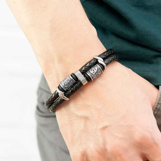 Braidir – Personalized Celtic Knot Leather Bracelet  Men's Bracelets Deeply Engraved