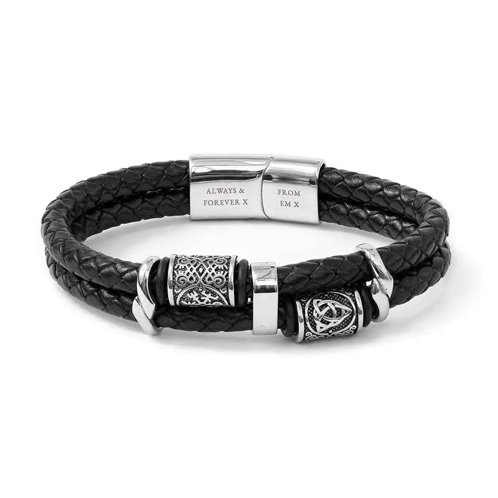 Braidir – Personalized Celtic Knot Leather Bracelet  Men's Bracelets Deeply Engraved