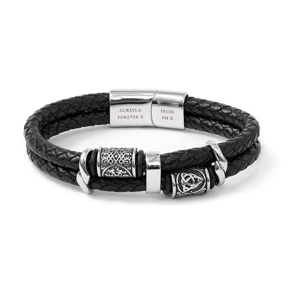 Braidir – Personalized Celtic Knot Leather Bracelet  Men's Bracelets Deeply Engraved