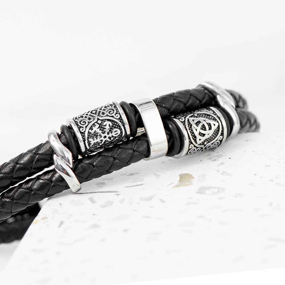Braidir – Personalized Celtic Knot Leather Bracelet  Men's Bracelets Deeply Engraved