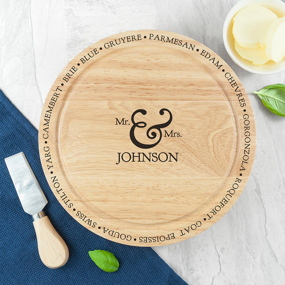 Personalized Mr and Mrs Cheese Board Set - Lovesakes