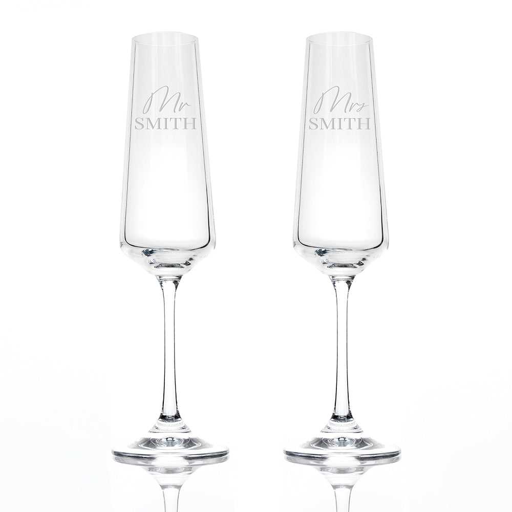 Couples' Personalized Champagne Flute Set  Champagne Flute Deeply Engraved