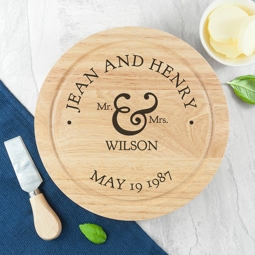 Couples Personalized Cheese Board Set  Wooden Cheese Boards Deeply Engraved