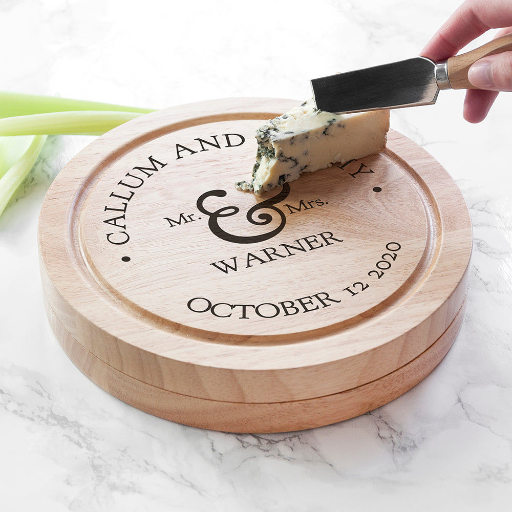 Couples Personalized Cheese Board Set  Wooden Cheese Boards Deeply Engraved