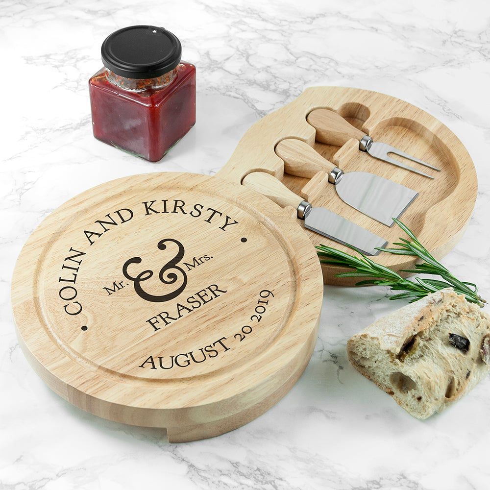 Couples Personalized Cheese Board Set  Wooden Cheese Boards Deeply Engraved