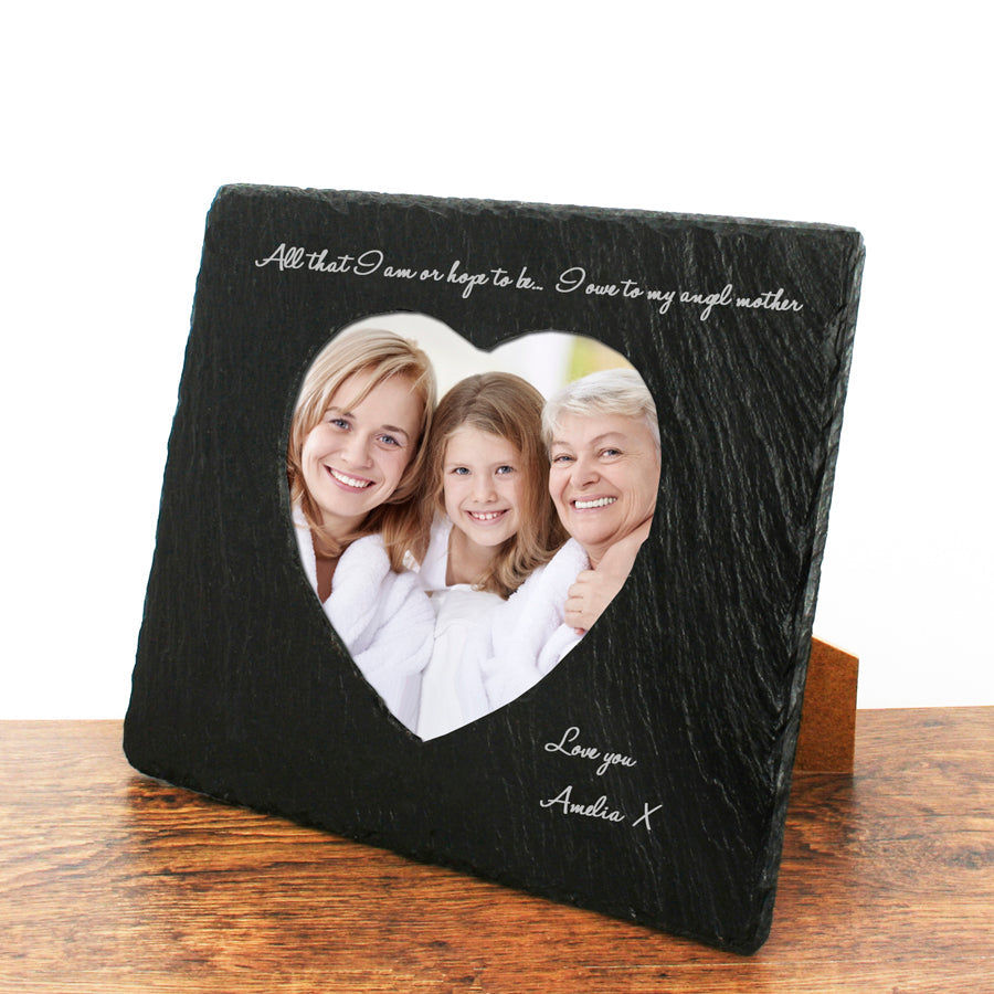 Custom Angel Mother Memorial Slate Photo Frame  Photo Frames Deeply Engraved
