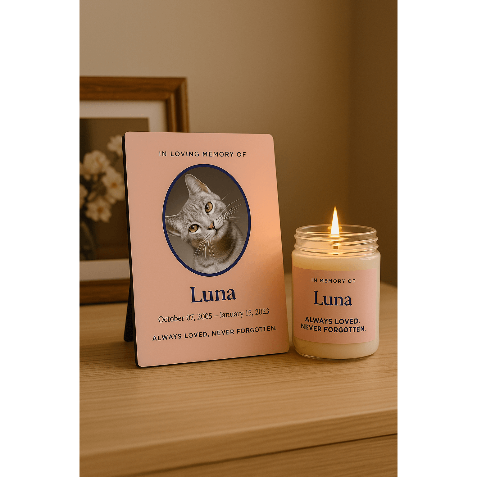 Custom Cat Memorial Plaque – 8x10” Tribute Keepsake  Memorial Plaques Deeply Engraved