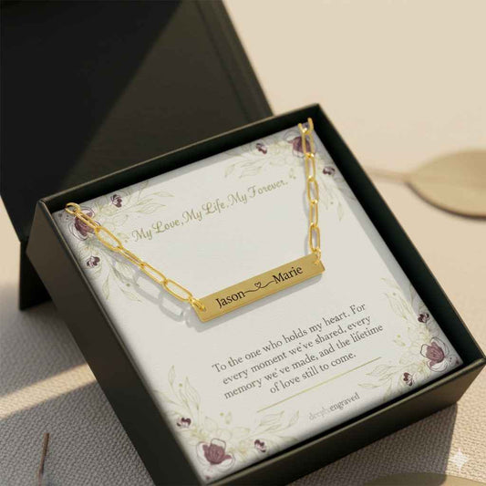 Couple's Personalized Paperclip Bar Necklace
