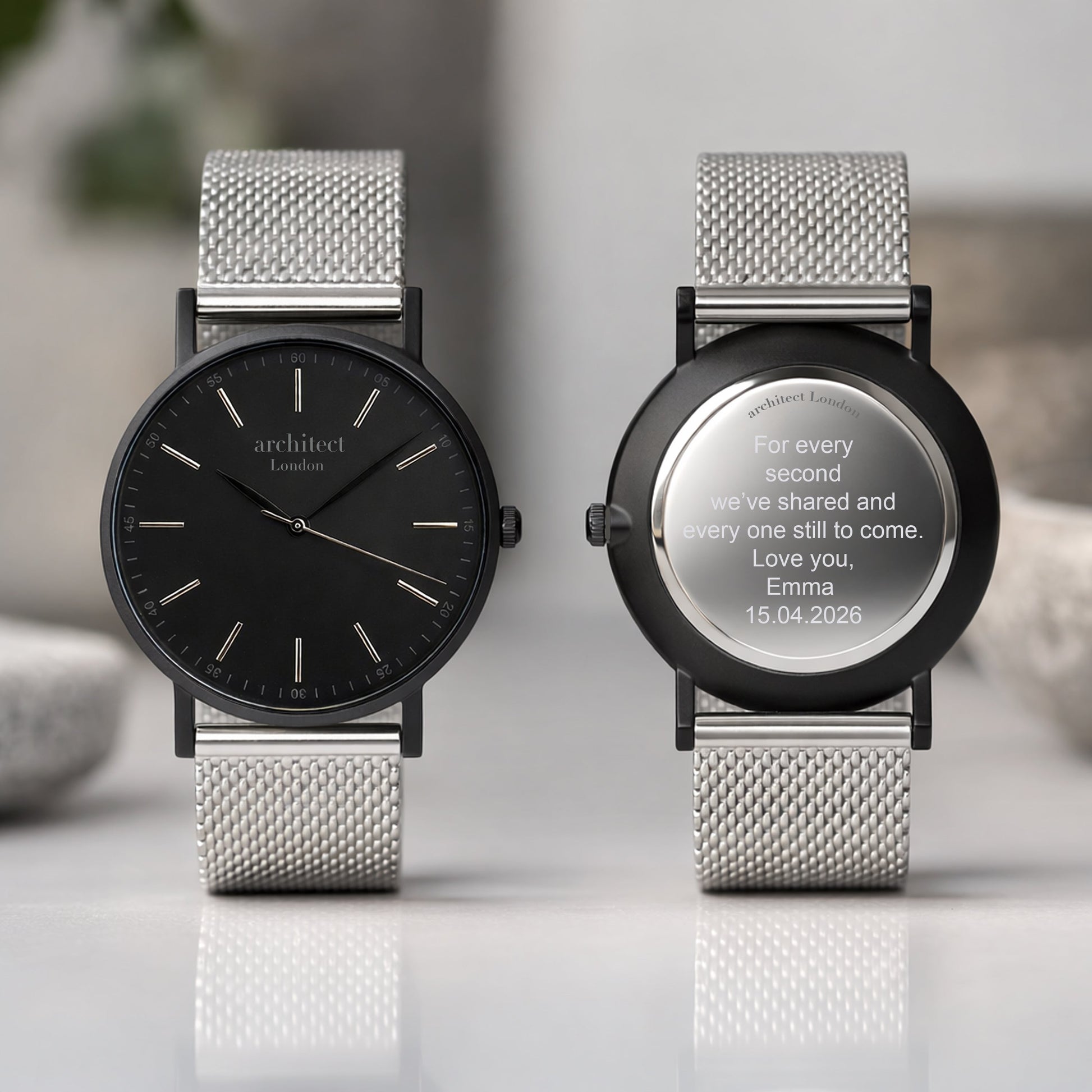 Custom Engraved Groomsmen Watch  Zephyr Deeply Engraved