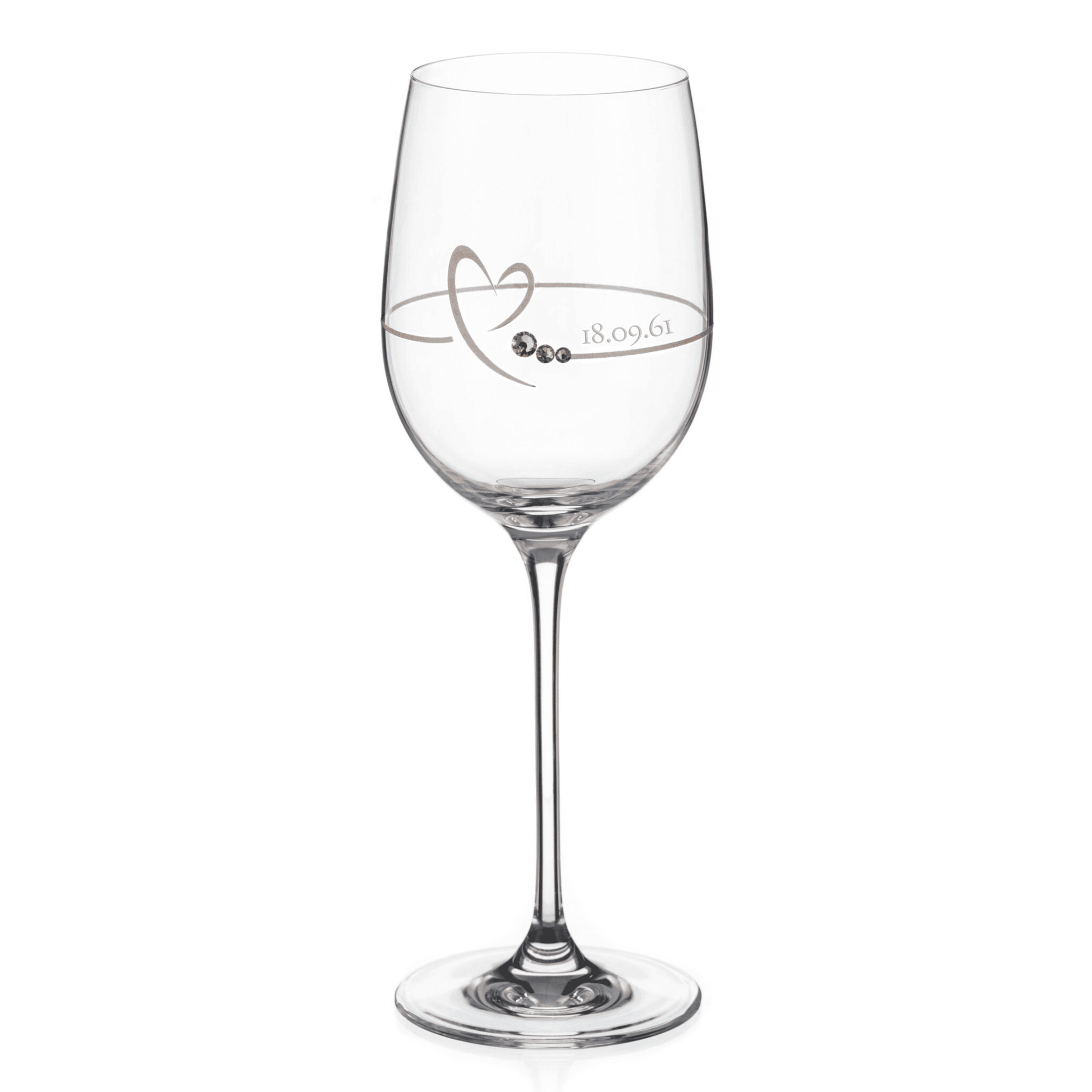 Custom Gold Heart Swarovski Crystal Wine Glass  Wine Glasses Deeply Engraved