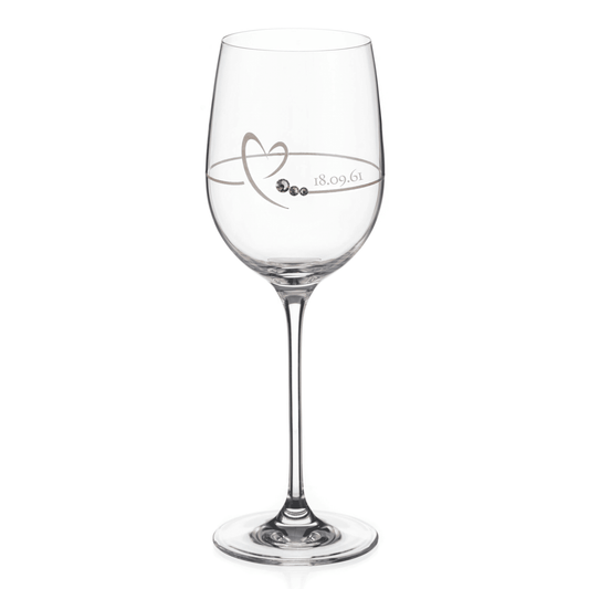 Custom Gold Heart Swarovski Crystal Wine Glass  Wine Glasses Deeply Engraved