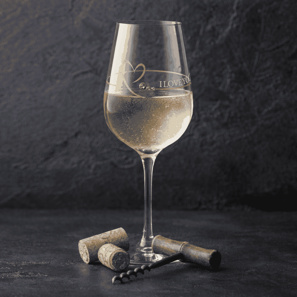 Custom Gold Heart Swarovski Crystal Wine Glass  Wine Glasses Deeply Engraved