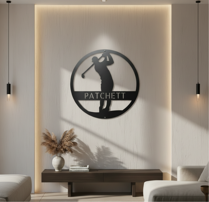 Personalized Golf Monogram Metal Wall Decor
