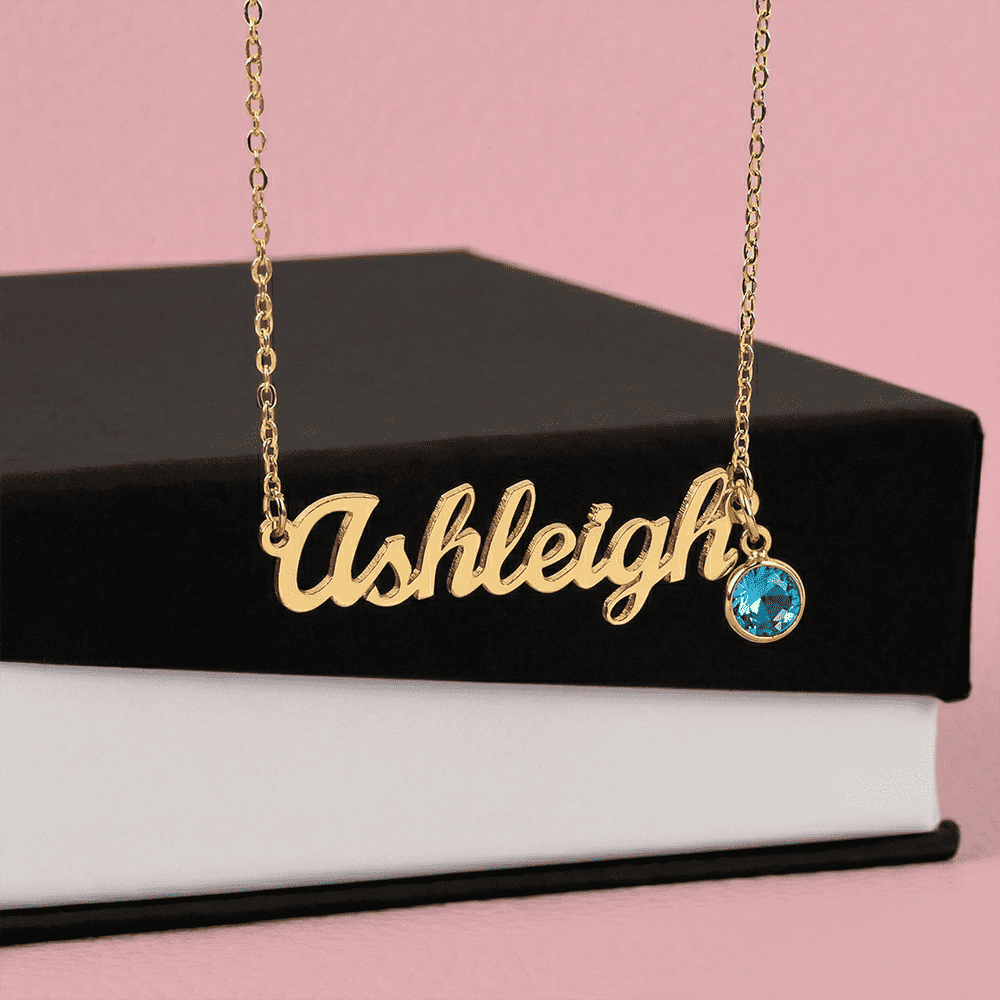 Custom Name Necklace with Birthstone