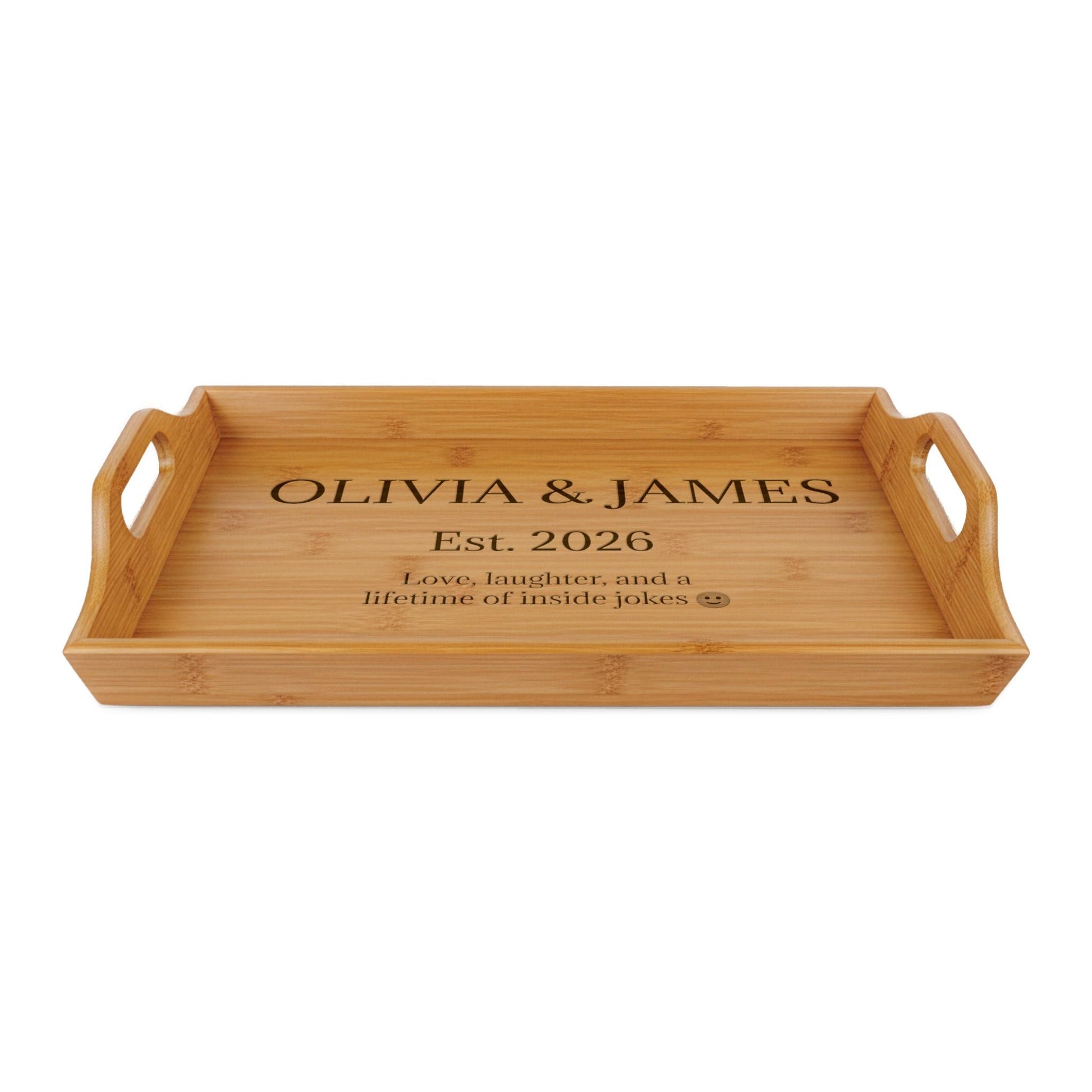Custom Wedding Date Bamboo Tray  Serving Trays Deeply Engraved