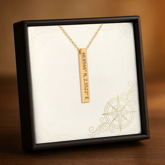 Wanderlust Bar – Custom Coordinates Bar Necklace