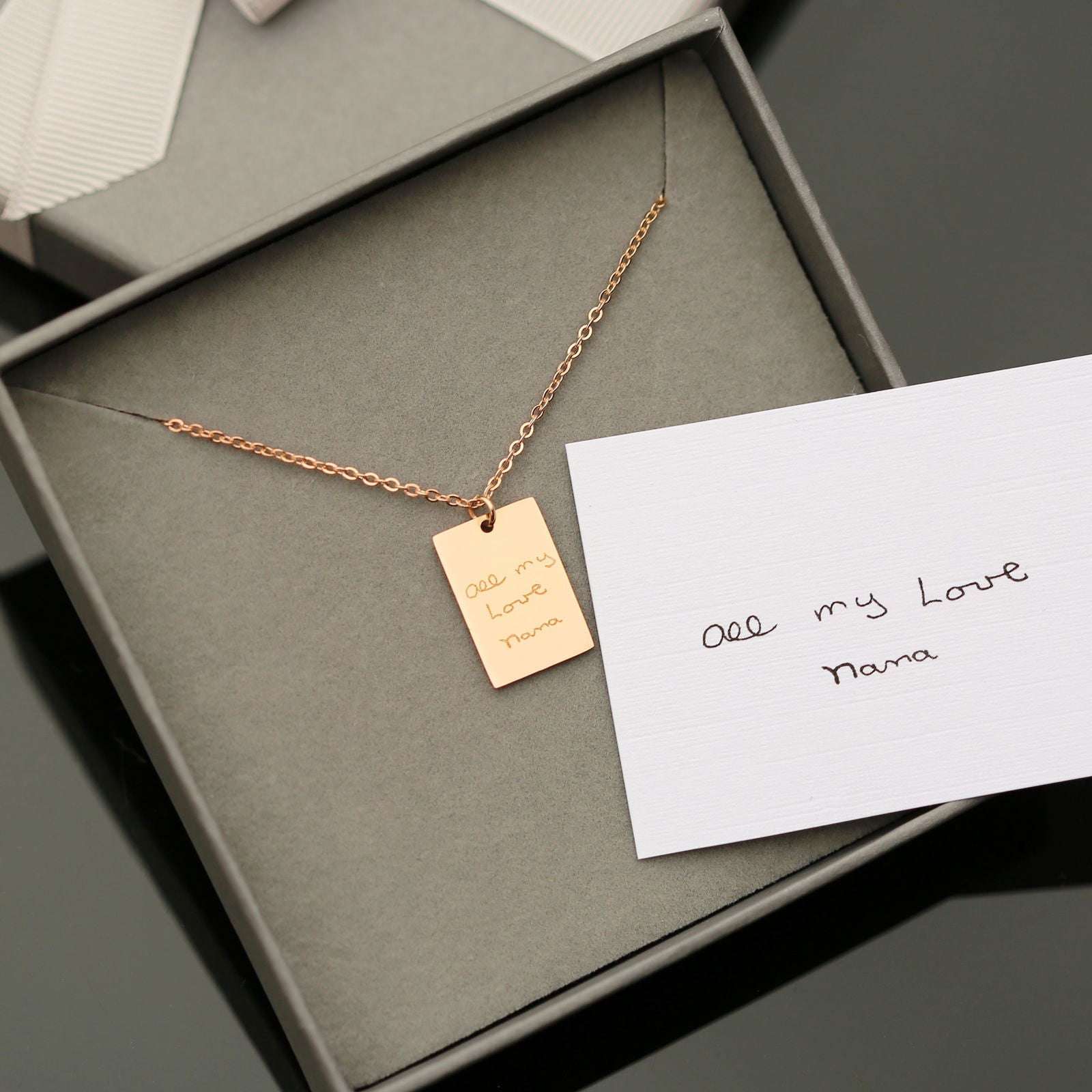 Dazzle Personalized Necklace - Own Handwriting Engraving  Necklaces Deeply Engraved