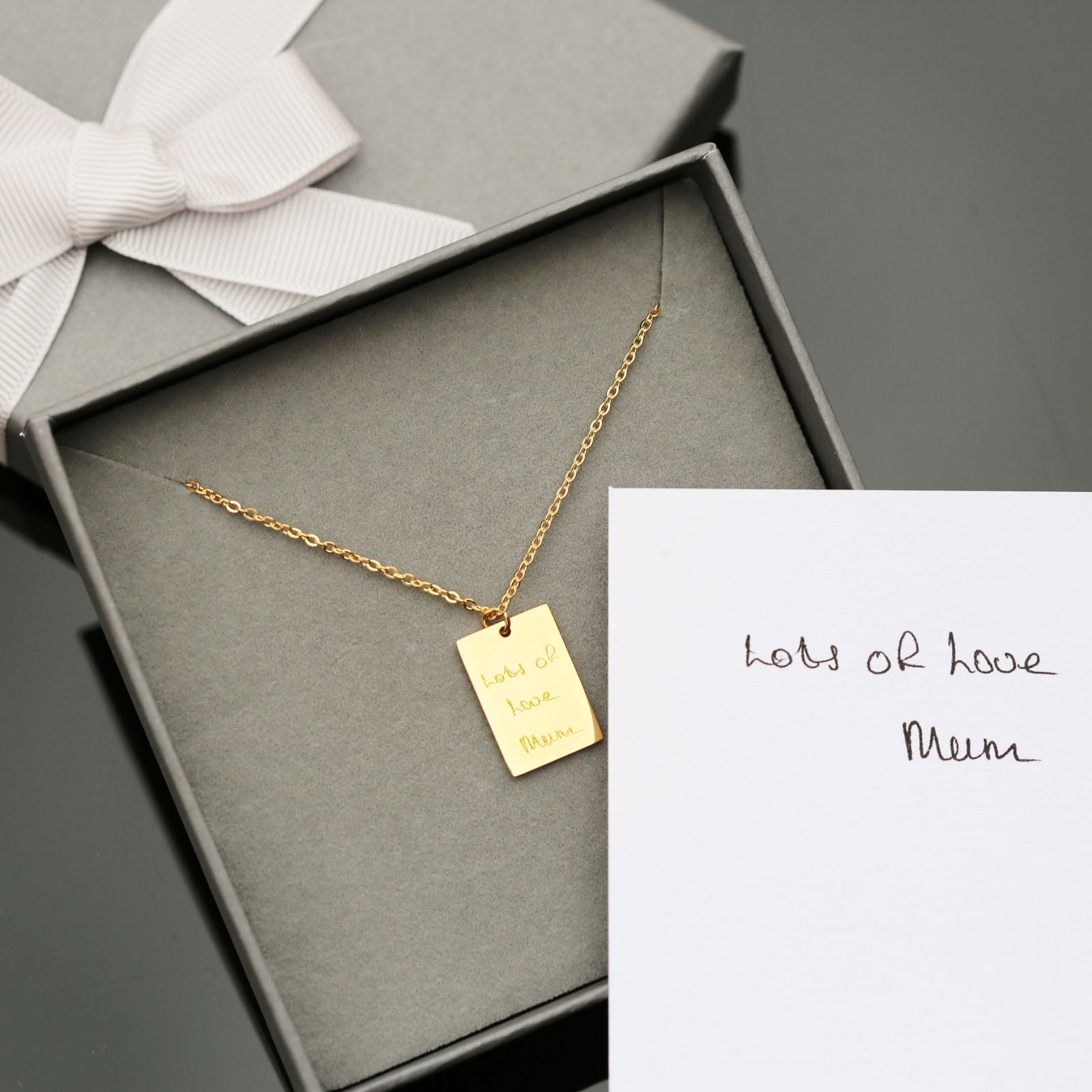 Dazzle Personalized Necklace - Own Handwriting Engraving  Necklaces Deeply Engraved