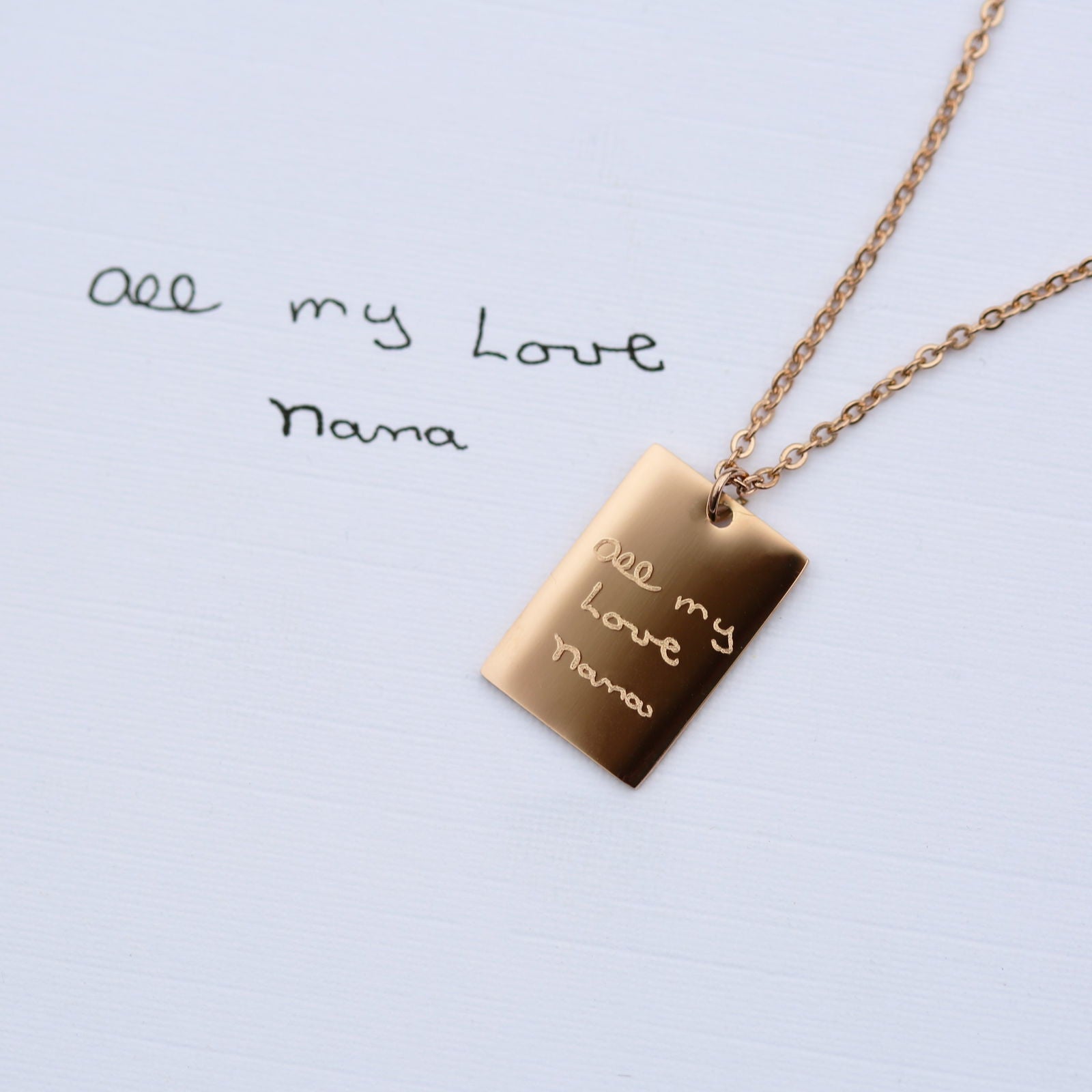 Dazzle Personalized Necklace - Own Handwriting Engraving  Necklaces Deeply Engraved