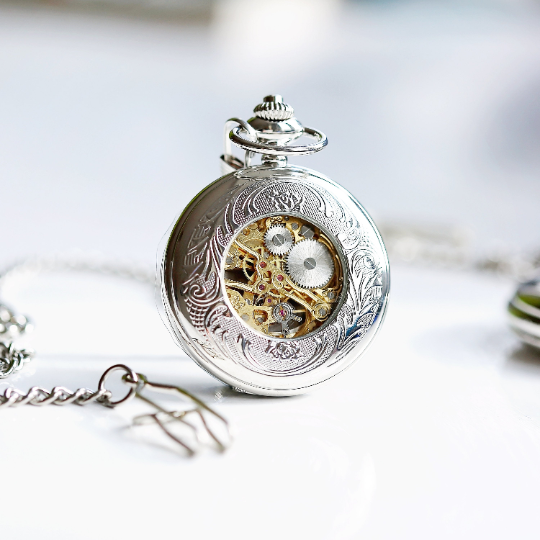 Personalized Roman Skeleton Pocket Watch - Lovesakes