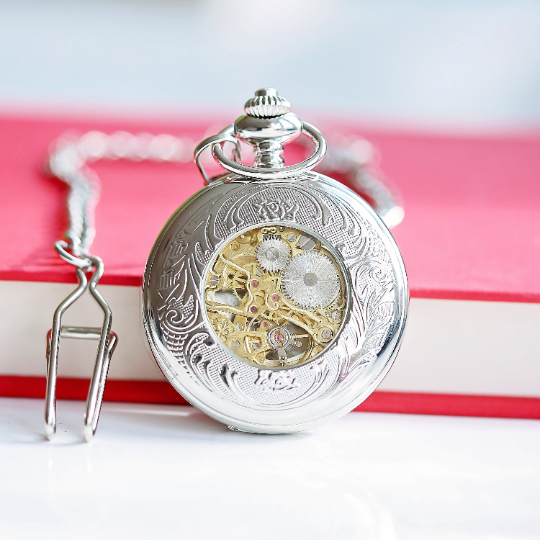 Personalized Roman Skeleton Pocket Watch - Lovesakes