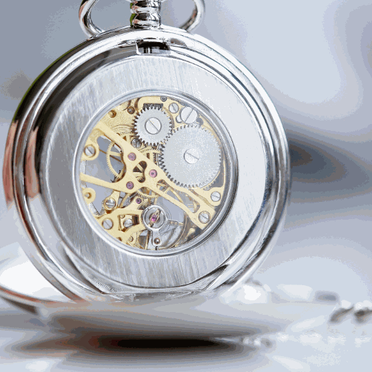 Dual Opening Skeleton Pocket Watch - Handwriting Engraved  Pocket Watches Deeply Engraved