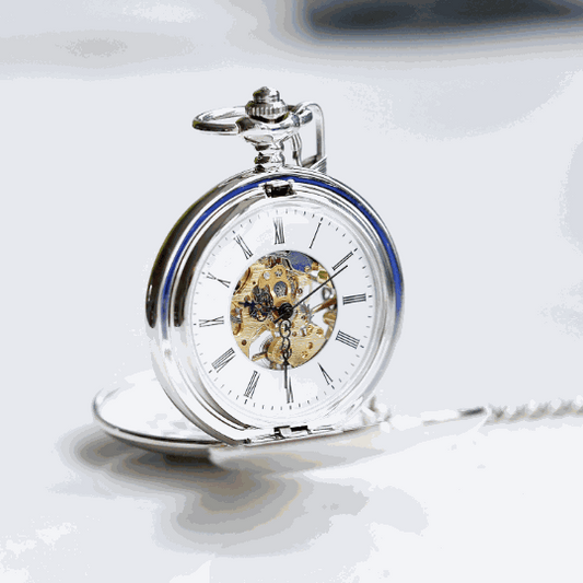 Dual Opening Skeleton Pocket Watch - Handwriting Engraved  Pocket Watches Deeply Engraved