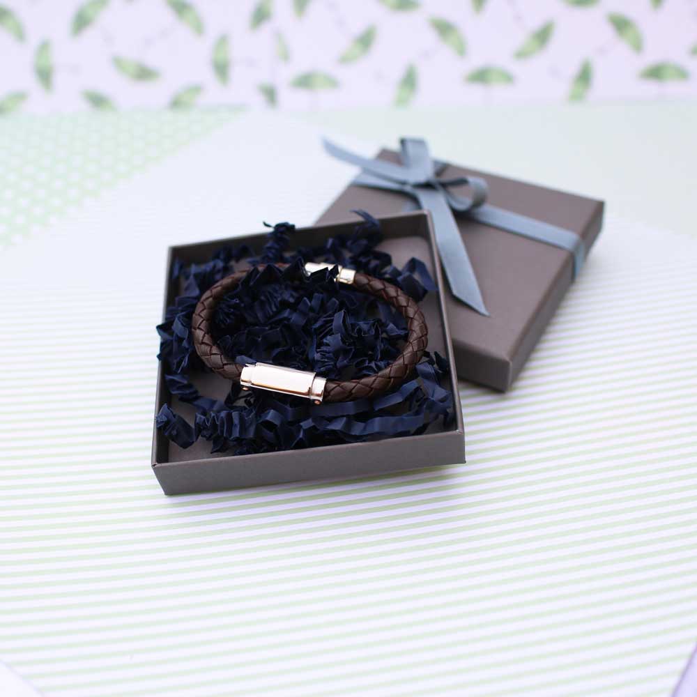Eloft – Handwriting Engraved Twisted Leather Bracelet  Men's Bracelets Deeply Engraved