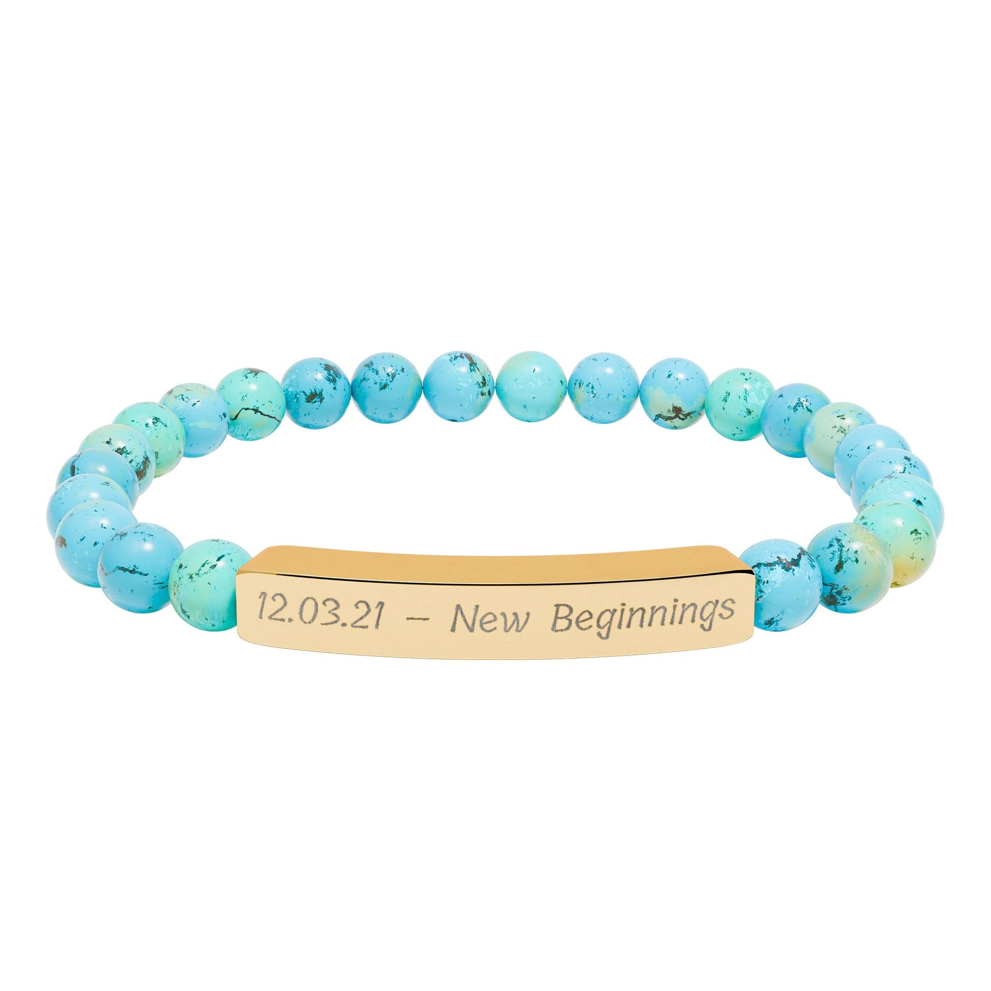Engravable Natural Stone Bracelet — Personalized Bar Bead Bracelet  Bracelets Deeply Engraved